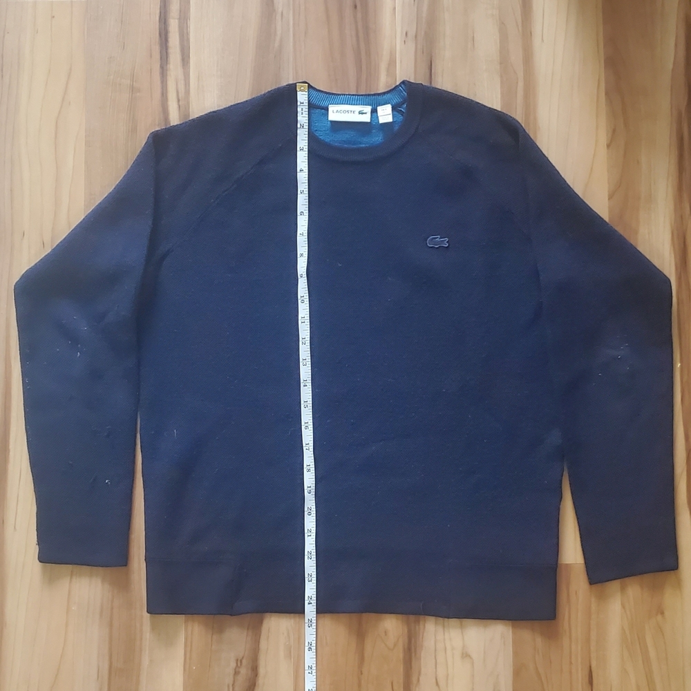 Lacoste Men's Navy Wool/Cotton Sweater - Large